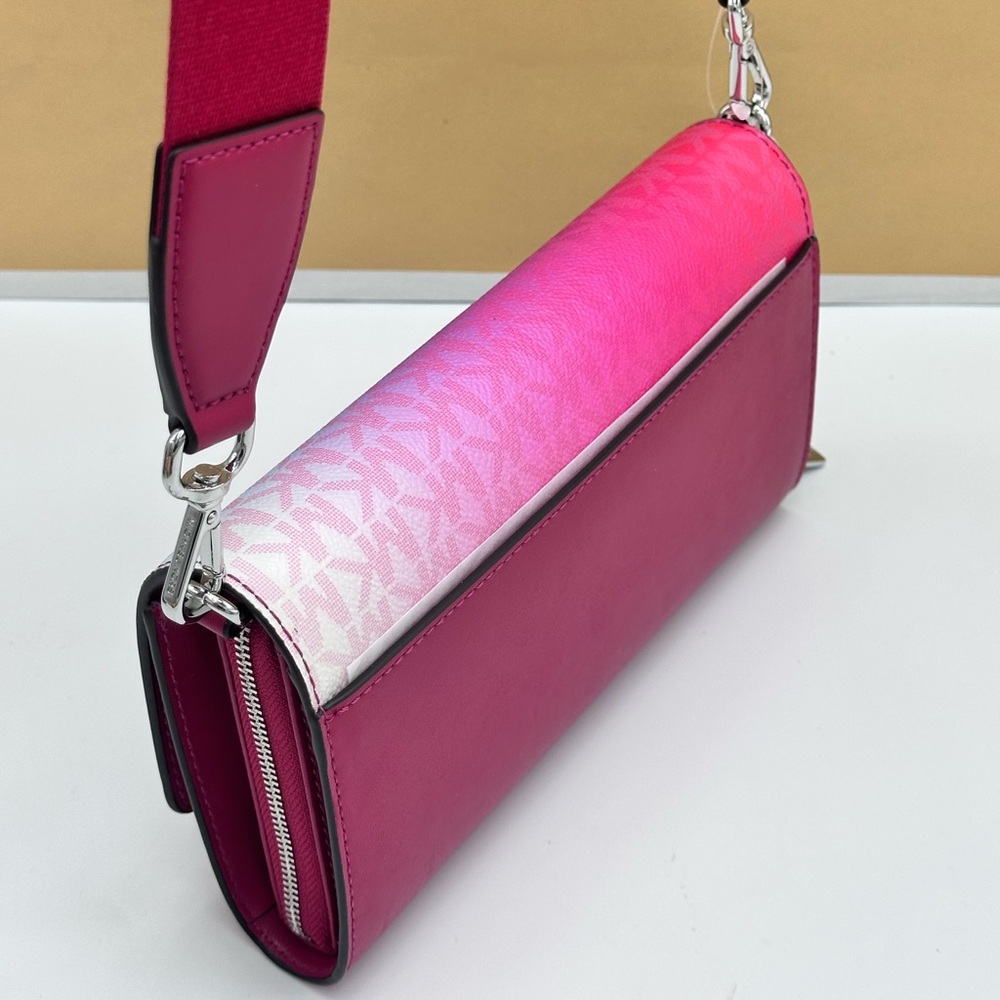 Michael Kors Pink to Blue Gradient Monogram Crossbody Bag - Picture 7 of 16